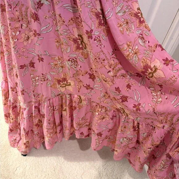 Free People Heat Wave Printed Pink Maxi Floral Dress Size XS - Picture 4 of 9
